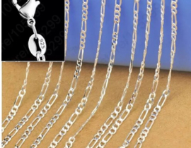 Figaro ketting – 925 verzilverd – verschillende lengtes – schakel ca. 2 mm breed