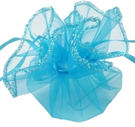 10 x ronde organza zakje licht blauw effen, Ø 26 cm  (op is op!)