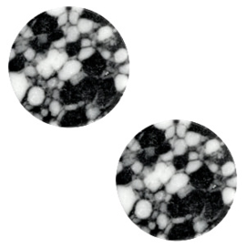 1 x Cabochon basic plat stone look 12mm Black-white