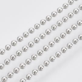 50 cm platinum kleur Ball Chain ketting dikte 2 mm (Nikkelvrij)