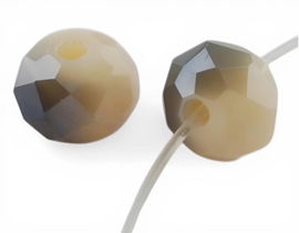 1 x streng Electroplated glaskralen imitatie jade facet rondel Moccasin 8x6,5 mm – gat 1 mm