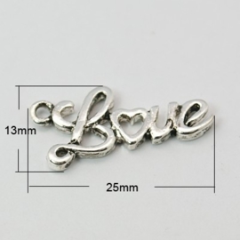 4 x Prachtige tussenzetsel "Love" 25 x 13 x 2mm gat: 2mm ♥