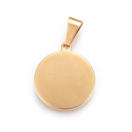1 x RVS 304 HART - ZON bedel Goud kleur,  28,5 x 25 x 2,5mm, Bails: 11 x 5mm
