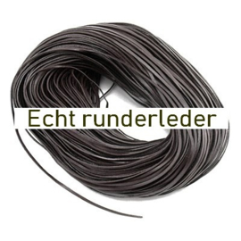 50cm echt runder lederen band  2 x 1mm donker bruin