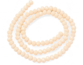 1 x Streng met ca. 68  glaskralen facet rondelle briolette kristal – 8 x 6 mm – gat 1 mm – Navojo white