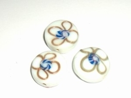 10 x glaskraal rond en plat 17 x 6mm