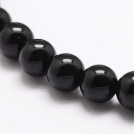 10 x  Edelsteen kraal van Black Onyx 6mm gat: 1mm