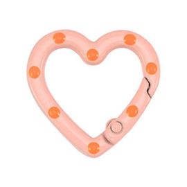 1 x Gekleurde onderdelen sleutelhanger hart Pink-orange ca. 25x26x4mm