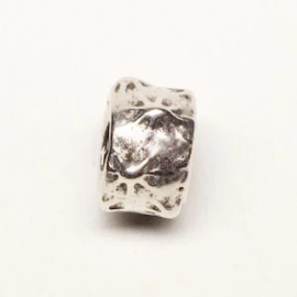 1x DQ metaal kraal met groot gat ca. 8 x 5mm Ø4,5mm antiek zilver kleur (Nikkelvrij)