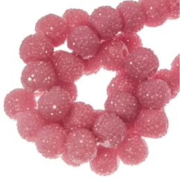 10 x Sparkling beads 8 x 6,5mm gat 1,8mm salmon peach pink