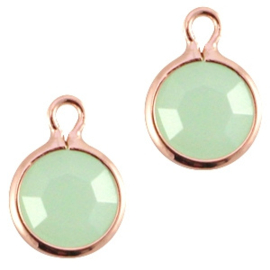 1 x DQ facethanger gekleurd Green opal - crystal-rose gold 7x10 mm