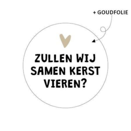 10 x Wensetiket rond 40mm - Zullen wij samen kerst vieren?