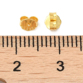 1 paar 925 sterling zilveren oorbelstoppers 4,5 x 4 x 2 mm – gat ca. 0,9 mm – 18K verguld