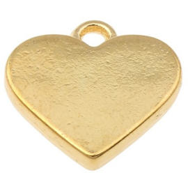 2 x metalen goudkleurige bedel  hart 17,5 x 17 x 3mm oogje: 2mm