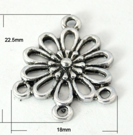 4 x hang/verdeler 3/1 zware kwaliteit, leuk voor rozenkrans Tibetaans zilver 18 x 22,5 mm Gat: 1,5mm