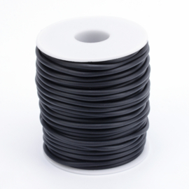 100 cm hol Rubber DQ koord 3mm gat: 1,5 mm zwart