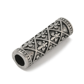 1 x RVS 304 buiskraal European Jewelry Fleur de Lis 32 x 10 mm – gat 6 mm – antiek zilverkleur