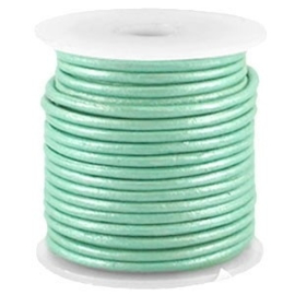 50 cm DQ Leer 3 mm Turquoise Groen Metallic