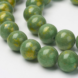 10 x edelsteen kraal Natural Mashan Jade 8mm Green Gold