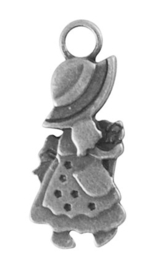 10x Tibetaans zilveren bedeltje van een meisje 28 x 12 x 3mm gat: 3,5mm 3D