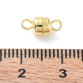 1 x 925 Sterling zilveren magneetsluiting kolom 10,5 x 5 x 5 mm – gat 1,8 mm – 18K goud verguld