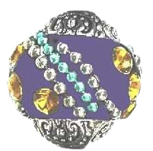 Bohemian kraal of Kashmiri kraal paars met topaas kristallen - Diameter: 15mm, Gat: 2mm