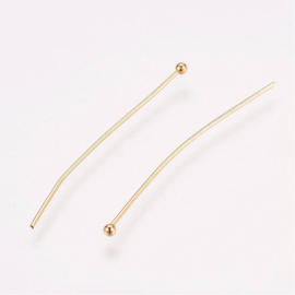 10 x 304 RVS nietstiften met bolletje 40 x 0,7 mm 24K Gold plated