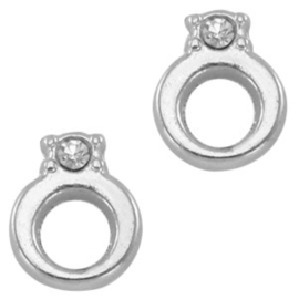 2 x Floating Charms Ring met steen Antiek Zilver 8×6 mm