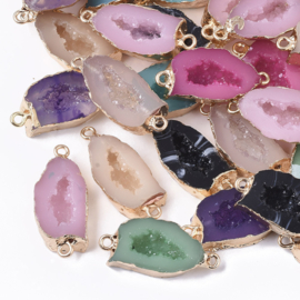 5 x Druzy resin connector bedels – 29~30x13 mm – gemengde kleuren