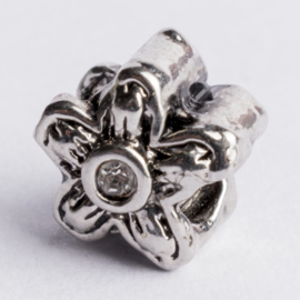 Be Charmed kraal zilver met een rhodium laag (nikkelvrij) c.a.10x 10mm groot gat: 4mm