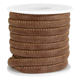 1 rol met 4 meter gestikt imitatie leer 6x4mm reptile Rich brown (kies voor pakketpost)