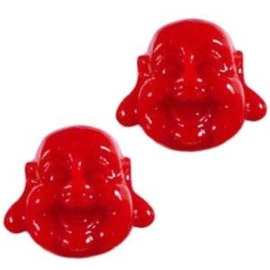 2 x Buddha Kraal Resin 12 mm Rood