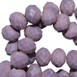 10 stuks Top Facet kralen 8x6 mm disc Light violet grey opaque diamond coating