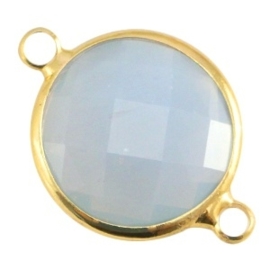 Crystal glas tussenstukken rond 16mm Light grey opal-Gold  (Nikkelvrij)