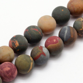 10 x  edelsteen kraal van frosted Picasso stone Jasper 8mm gat: 1mm