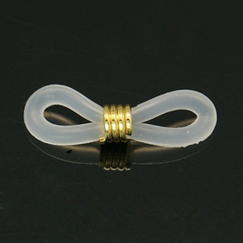 10 x brillenkoord eindje, transparant, rubber, 19 x 4,2mm goudkleur