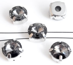 2 x  Metalen connector verdeler met Kristal setting Black Diamond 12 mm