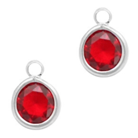 1 x DQ facethanger gekleurd Siam Red - crystal-silver 7x10 mm