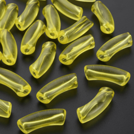 10 x Acryl kralen tube transparant yellow ca. 32x8mm (gat Ø1.8mm)