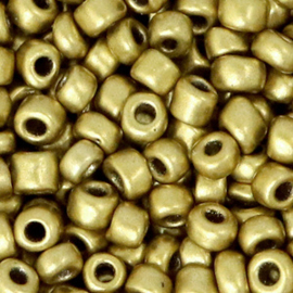 20 gram Glaskralen Rocailles 6/0 (4mm) Metallic brass gold