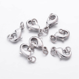 2x Platinum verbindingssluiting met geslodeerde ringen 12 x 7 x 3mm gat ring: 4mm (Nikkelvrij)