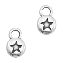 5 x Bedels DQ metaal rond 6mm star Antiek zilver