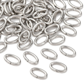 50 x RVS 304 tarnish resistant buig ringetjes ovaal 8 x 5 x 1,2 mm – oogje 5 mm – RVS (Nikkelvrij)