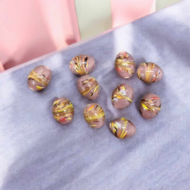 10 x Indische handbeschilderde glas kraal paars 12 mm gat: 1mm