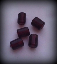10 Stuks Glaskraal India tonnetje transparant donker rood/paars 10 mm