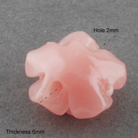 4 x roosjes van Resin synthetisch koraal 12 x 12 x 8mm Gat: 2mm roze