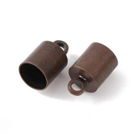 4 x Koordkapjes 10 x 6 mm – Ø 5,5 mm – oogje 1,2 mm – roodkoperkleur