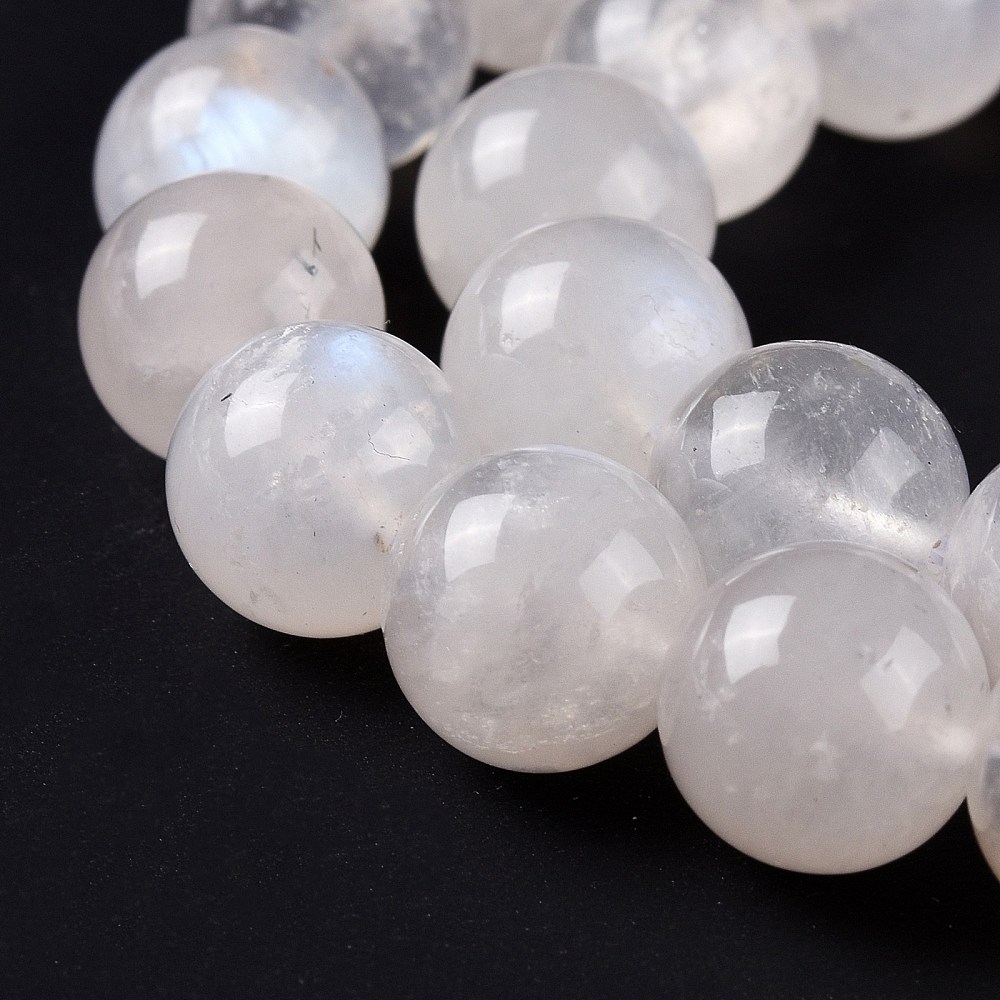 10 x  Edelsteen kraal Rainbow Moonstone Maansteen  - kleur wit met blauw schijnsel - 10mm gat 1mm (in bestelling)