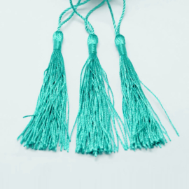 2 x Turquoise satijn kwast lengte kwast 9 cm incl. lus 12cm *