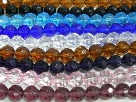 Streng met c.a. 100 facet glas kralen 4mm, keuze uit meer kleuren!